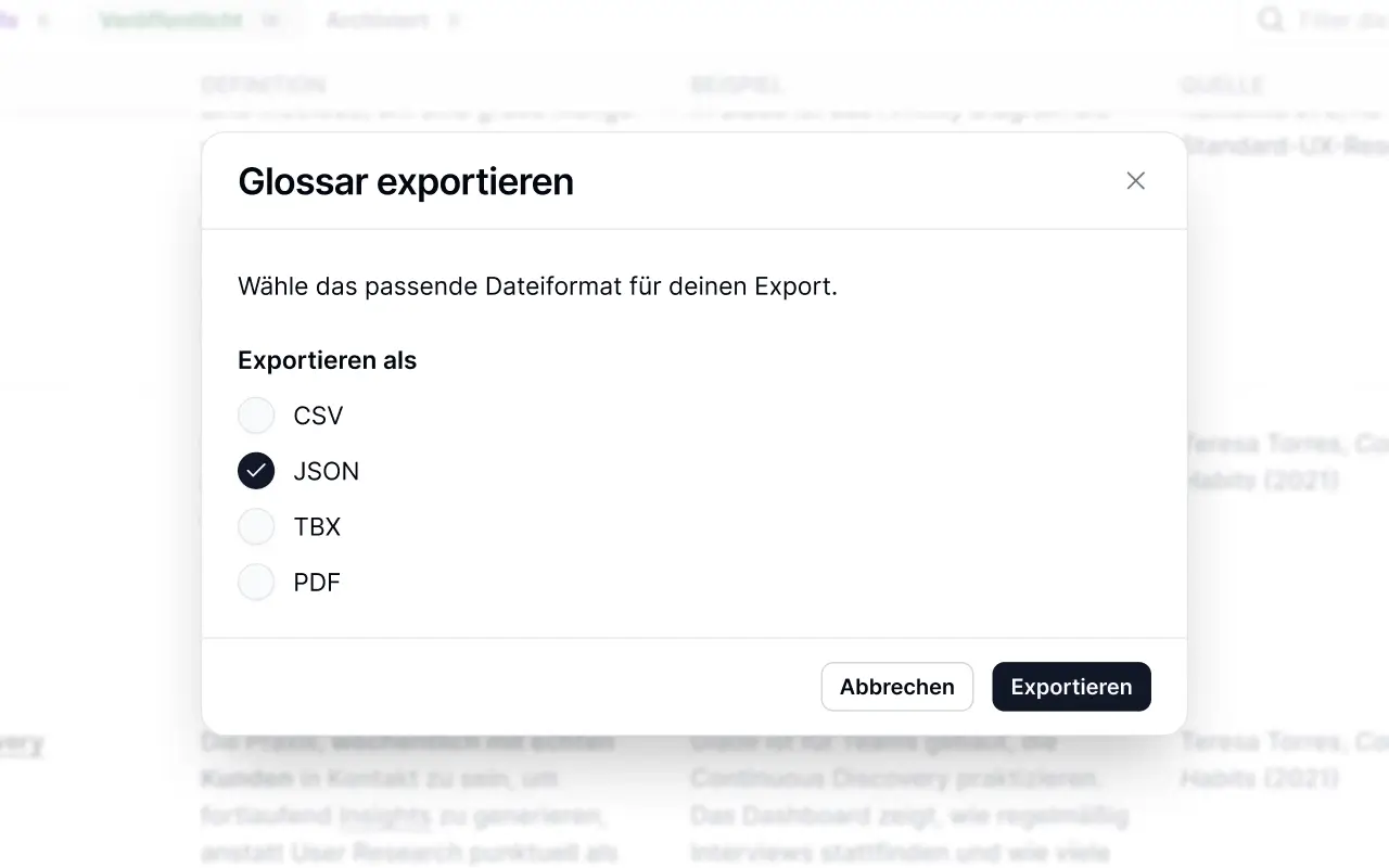 syncTerms Glossar-Export