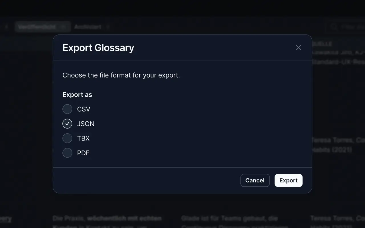 syncTerms Glossary Export