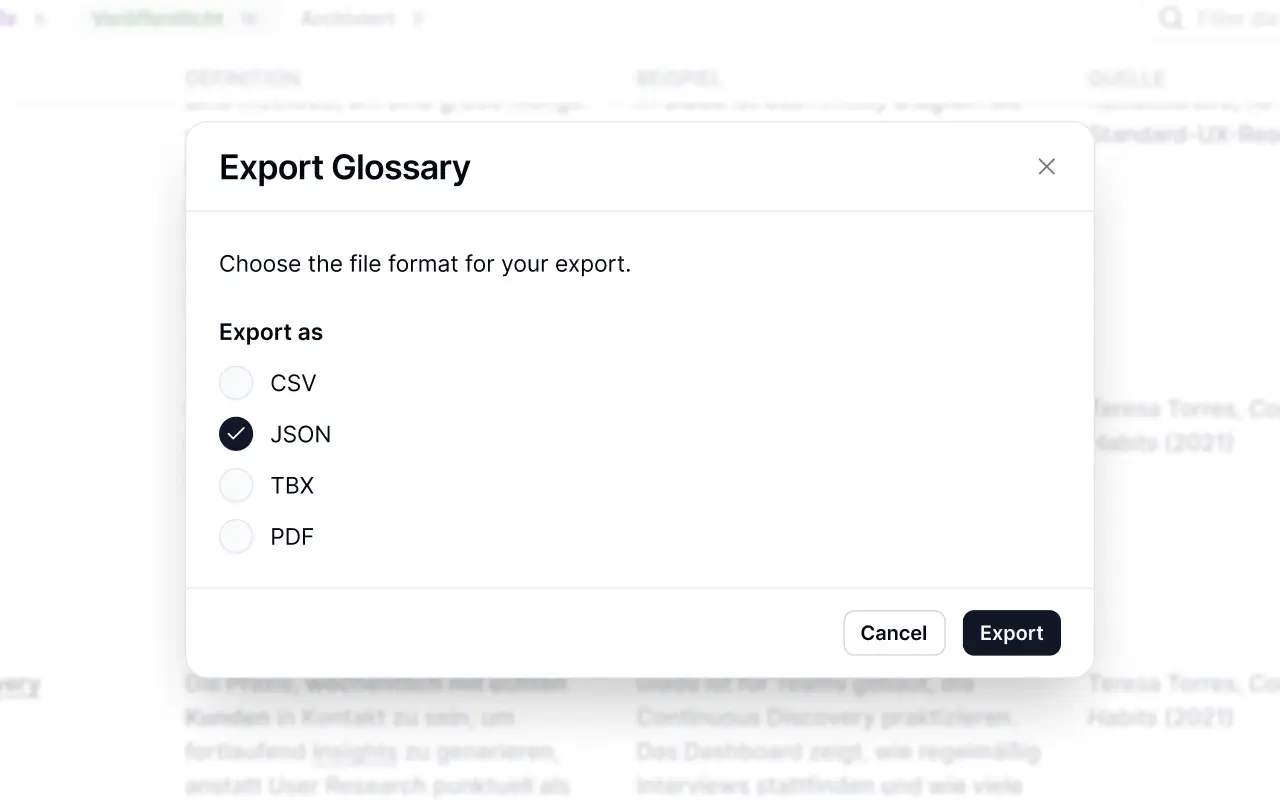syncTerms Glossary Export