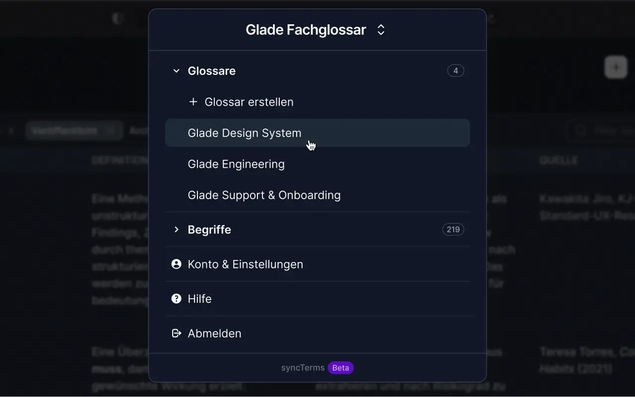 syncTerms Glossar-Switcher